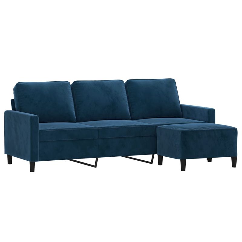 Casa si Gradina - Mobilier - Canapele si coltare - Canapele - Canapea cu 3 locuri si taburet, catifea, albastru, 180 cm, model 1 - Infinity.ro