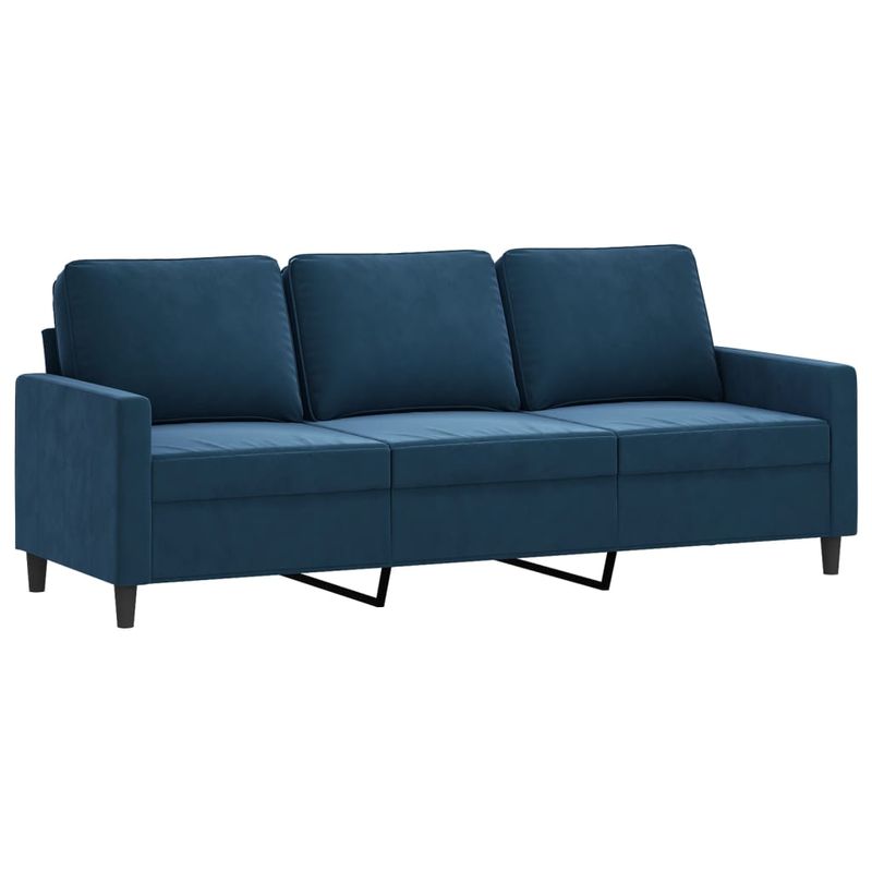 Casa si Gradina - Mobilier - Canapele si coltare - Canapele - Canapea cu 3 locuri si taburet, catifea, albastru, 180 cm, model 1 - Infinity.ro