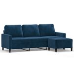 Casa si Gradina - Mobilier - Canapele si coltare - Canapele - Canapea cu 3 locuri si taburet, catifea, albastru, 180 cm, model 1 - Infinity.ro