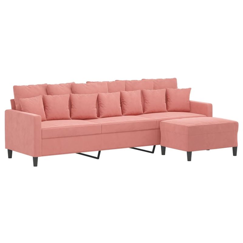 Casa si Gradina - Mobilier - Canapele si coltare - Canapele - Canapea cu 3 locuri si taburet, catifea, roz, 210 cm, model 2 - Infinity.ro