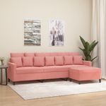 Casa si Gradina - Mobilier - Canapele si coltare - Canapele - Canapea cu 3 locuri si taburet, catifea, roz, 210 cm, model 2 - Infinity.ro