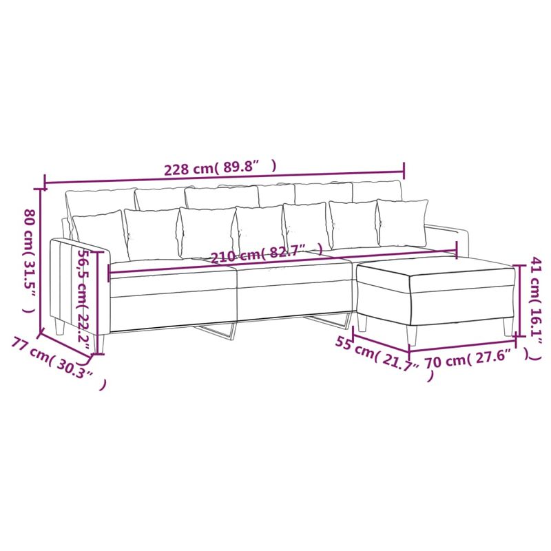 Casa si Gradina - Mobilier - Canapele si coltare - Canapele - Canapea cu 3 locuri si taburet, catifea, roz, 210 cm, model 2 - Infinity.ro