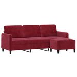 Casa si Gradina - Mobilier - Canapele si coltare - Canapele - Canapea cu 3 locuri si taburet, catifea, rosu vin, 180 cm, model 3 - Infinity.ro