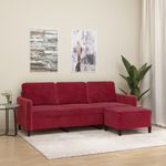 Casa si Gradina - Mobilier - Canapele si coltare - Canapele - Canapea cu 3 locuri si taburet, catifea, rosu vin, 180 cm, model 3 - Infinity.ro