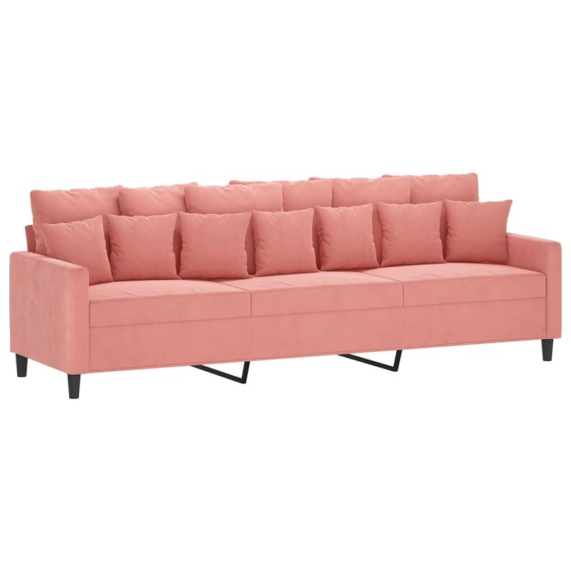Casa si Gradina - Mobilier - Canapele si coltare - Canapele - Canapea cu 3 locuri si taburet, catifea, roz, 210 cm, model 2 - Infinity.ro