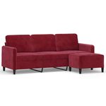 Casa si Gradina - Mobilier - Canapele si coltare - Canapele - Canapea cu 3 locuri si taburet, catifea, rosu vin, 180 cm, model 3 - Infinity.ro