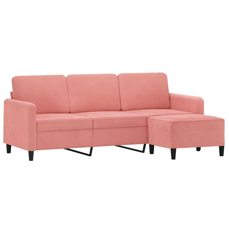Casa si Gradina - Mobilier - Canapele si coltare - Canapele - Canapea cu 3 locuri si taburet, catifea, roz, 180 cm, model 3 - Infinity.ro