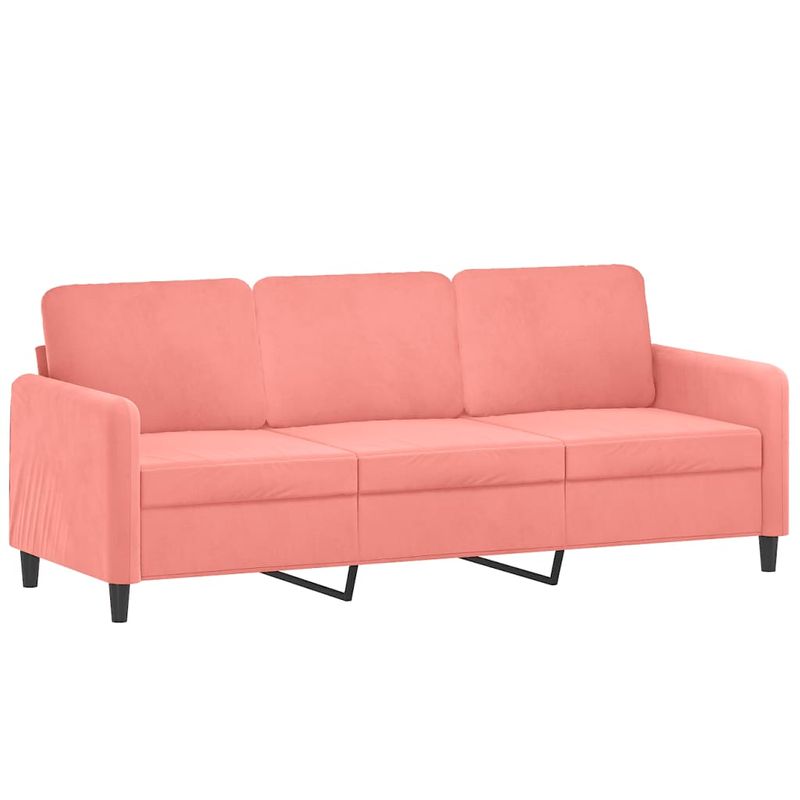 Casa si Gradina - Mobilier - Canapele si coltare - Canapele - Canapea cu 3 locuri si taburet, catifea, roz, 180 cm, model 3 - Infinity.ro
