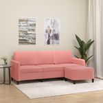Casa si Gradina - Mobilier - Canapele si coltare - Canapele - Canapea cu 3 locuri si taburet, catifea, roz, 180 cm, model 3 - Infinity.ro