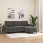 Casa si Gradina - Mobilier - Canapele si coltare - Canapele - Canapea cu 3 locuri si taburet, catifea, gri inchis, 180 cm, model 4 - Infinity.ro