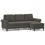 Casa si Gradina - Mobilier - Canapele si coltare - Canapele - Canapea cu 3 locuri si taburet, catifea, gri inchis, 180 cm, model 4 - Infinity.ro