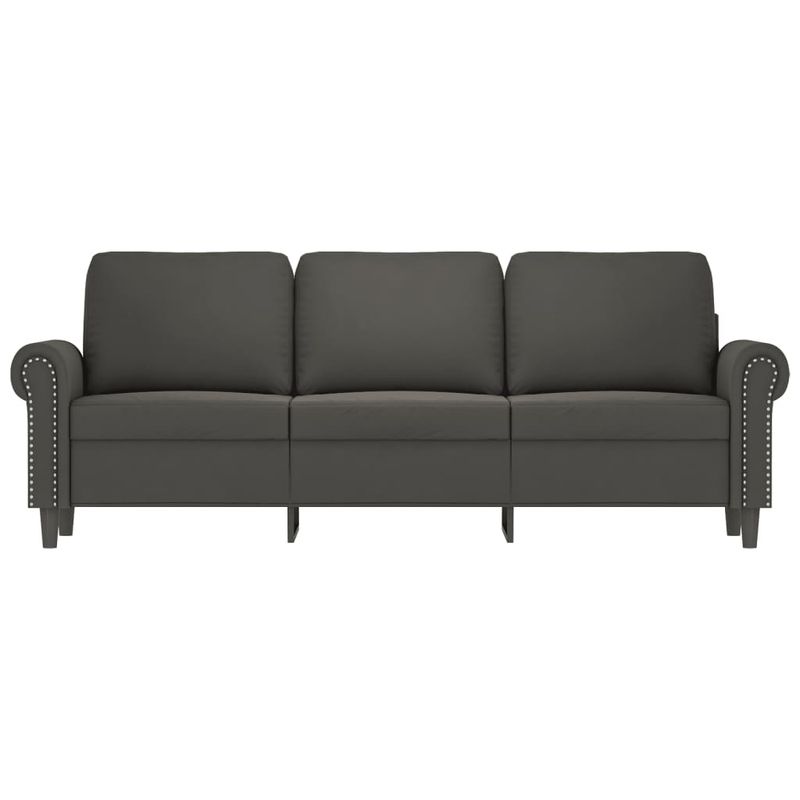 Casa si Gradina - Mobilier - Canapele si coltare - Canapele - Canapea cu 3 locuri si taburet, catifea, gri inchis, 180 cm, model 4 - Infinity.ro