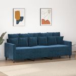 Casa si Gradina - Mobilier - Canapele si coltare - Canapele - Canapea cu 3 locuri, catifea, albastru, 180 cm, model 2 - Infinity.ro