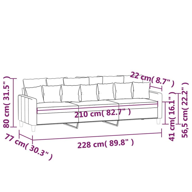 Casa si Gradina - Mobilier - Canapele si coltare - Canapele - Canapea cu 3 locuri, catifea, albastru, 210 cm, model 2 - Infinity.ro