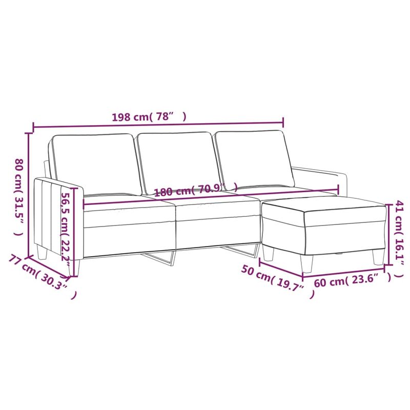 Casa si Gradina - Mobilier - Canapele si coltare - Canapele - Canapea cu 3 locuri si taburet, textil, rosu vin, 180 cm, model 2 - Infinity.ro