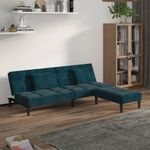 Casa si Gradina - Mobilier - Canapele si coltare - Canapele - Canapea extensibila 2 locuri, 2 perne, catifea, albastru - Infinity.ro