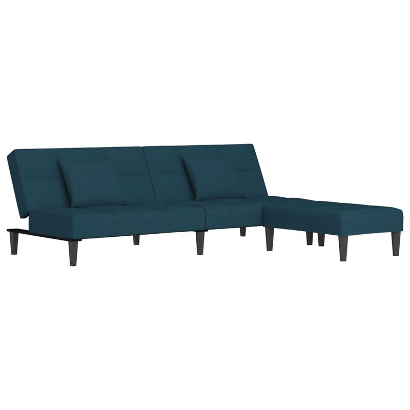 Casa si Gradina - Mobilier - Canapele si coltare - Canapele - Canapea extensibila 2 locuri, 2 perne, catifea, albastru - Infinity.ro