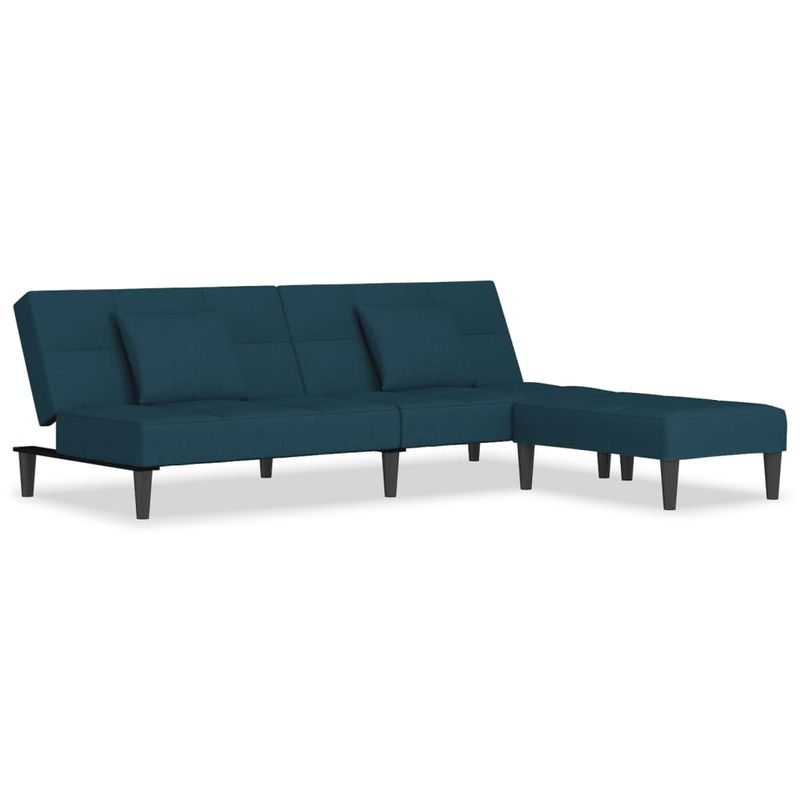Casa si Gradina - Mobilier - Canapele si coltare - Canapele - Canapea extensibila 2 locuri, 2 perne, catifea, albastru - Infinity.ro