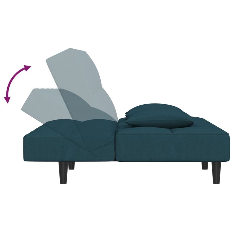 Casa si Gradina - Mobilier - Canapele si coltare - Canapele - Canapea extensibila 2 locuri, 2 perne, catifea, albastru - Infinity.ro