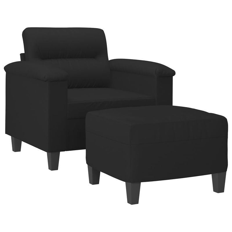 Casa si Gradina - Mobilier - Scaune si fotolii - Fotolii - Fotoliu canapea cu taburet, microfibra, negru, 60 cm, model 2 - Infinity.ro