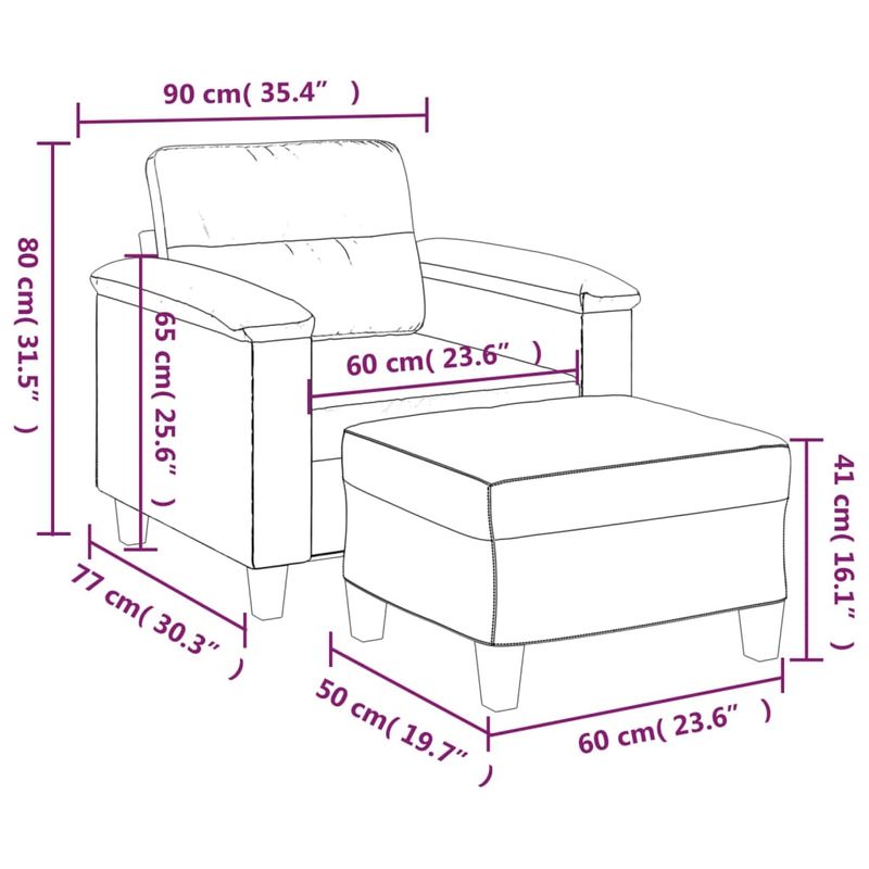 Casa si Gradina - Mobilier - Scaune si fotolii - Fotolii - Fotoliu canapea cu taburet, microfibra, negru, 60 cm, model 2 - Infinity.ro