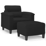 Casa si Gradina - Mobilier - Scaune si fotolii - Fotolii - Fotoliu canapea cu taburet, microfibra, negru, 60 cm, model 2 - Infinity.ro