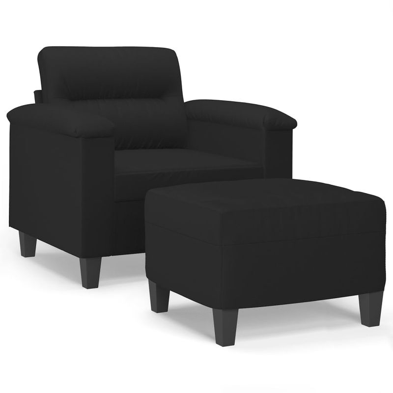Casa si Gradina - Mobilier - Scaune si fotolii - Fotolii - Fotoliu canapea cu taburet, microfibra, negru, 60 cm, model 2 - Infinity.ro
