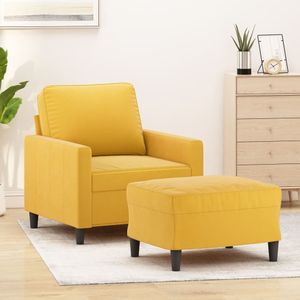 Fotoliu canapea cu taburet, catifea, galben deschis, 60 cm, model 1