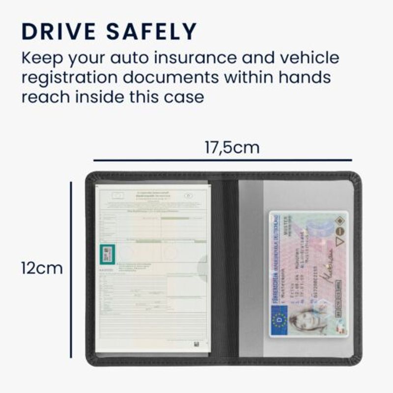 Carti si Birotica - Birotica - Accesorii de birou - Accesorii arhivare - Husa pentru documente auto, Kwmobile, Negru, Piele ecologica, 55452.01 - Infinity.ro