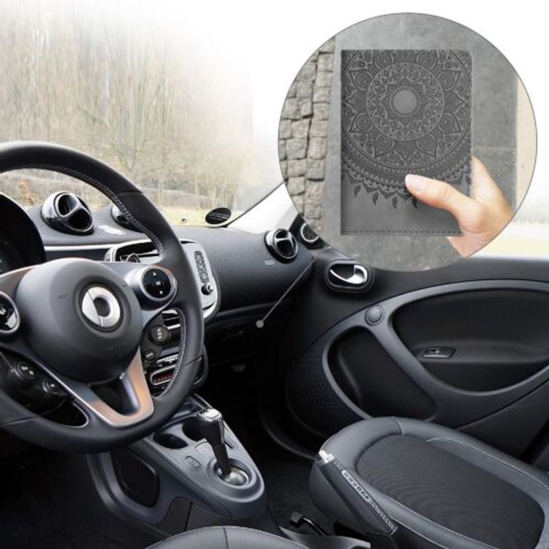 Carti si Birotica - Birotica - Accesorii de birou - Accesorii arhivare - Husa pentru documente auto, Kwmobile, Gri, Piele ecologica, 51695.13 - Infinity.ro