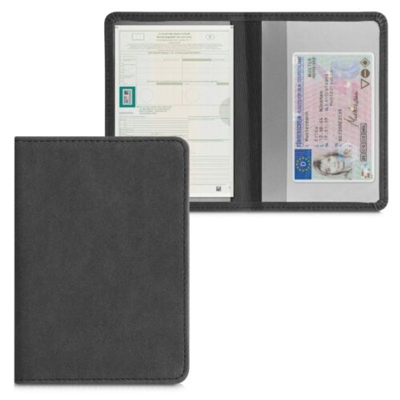 Carti si Birotica - Birotica - Accesorii de birou - Accesorii arhivare - Husa pentru documente auto, Kwmobile, Negru, Piele ecologica, 55452.01 - Infinity.ro