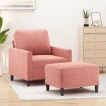 Casa si Gradina - Mobilier - Scaune si fotolii - Fotolii - Fotoliu canapea cu taburet, catifea, roz, 60 cm, model 1 - Infinity.ro
