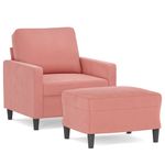 Casa si Gradina - Mobilier - Scaune si fotolii - Fotolii - Fotoliu canapea cu taburet, catifea, roz, 60 cm, model 1 - Infinity.ro