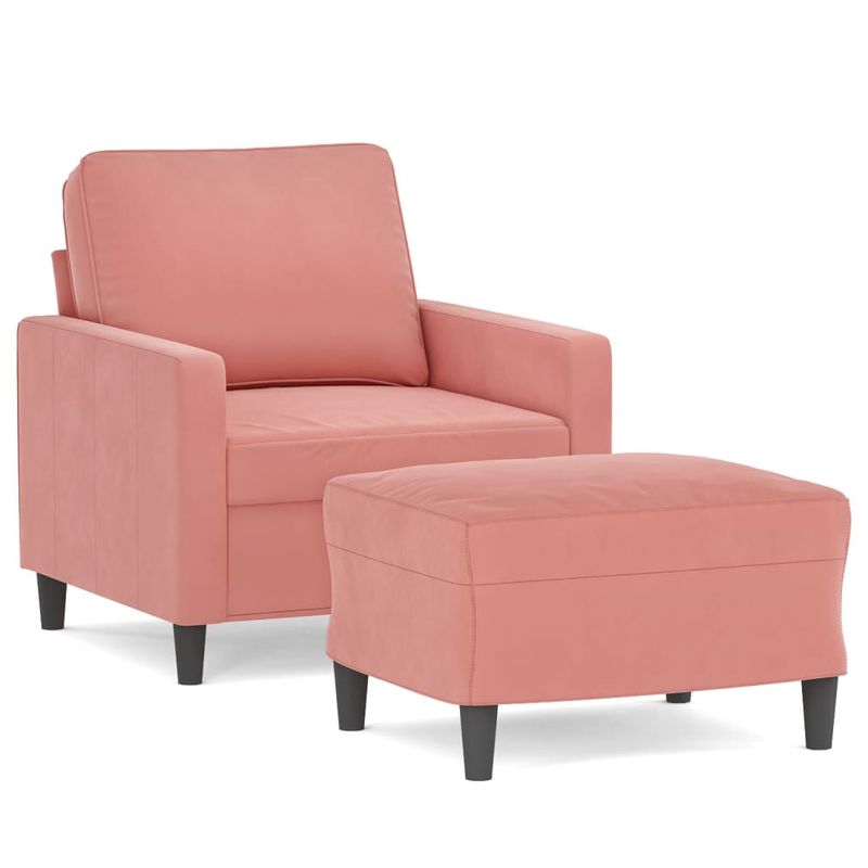 Casa si Gradina - Mobilier - Scaune si fotolii - Fotolii - Fotoliu canapea cu taburet, catifea, roz, 60 cm, model 1 - Infinity.ro