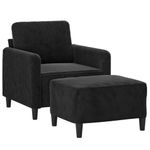 Casa si Gradina - Mobilier - Scaune si fotolii - Fotolii - Fotoliu canapea cu taburet, catifea, negru, 60 cm, model 3 - Infinity.ro