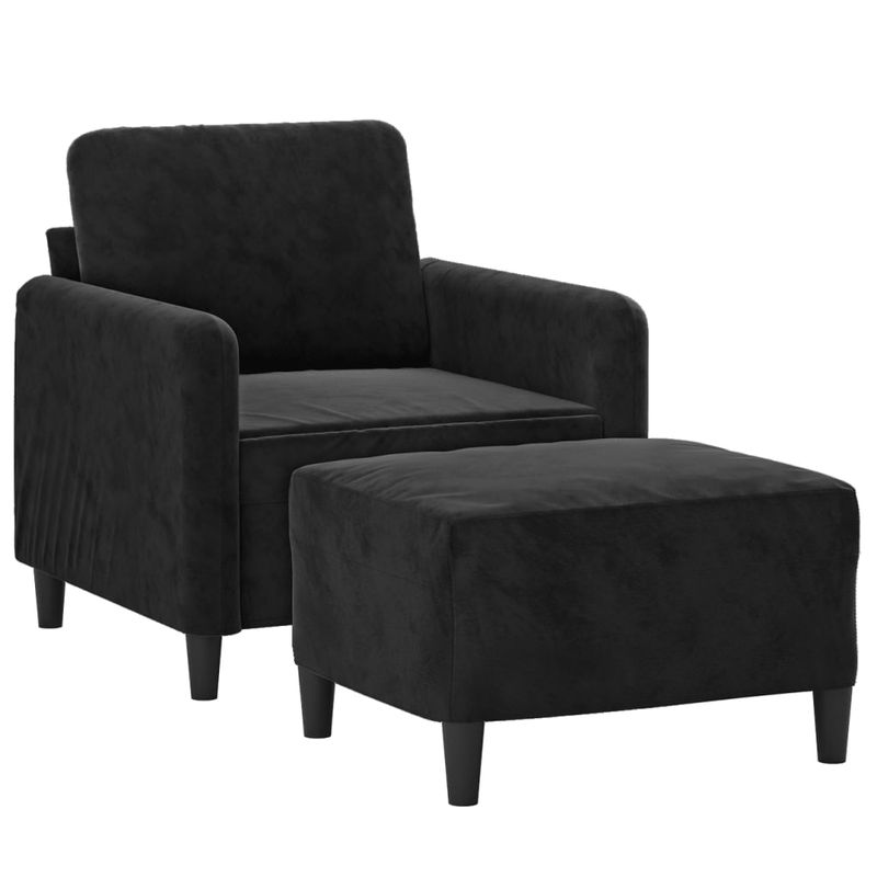 Casa si Gradina - Mobilier - Scaune si fotolii - Fotolii - Fotoliu canapea cu taburet, catifea, negru, 60 cm, model 3 - Infinity.ro