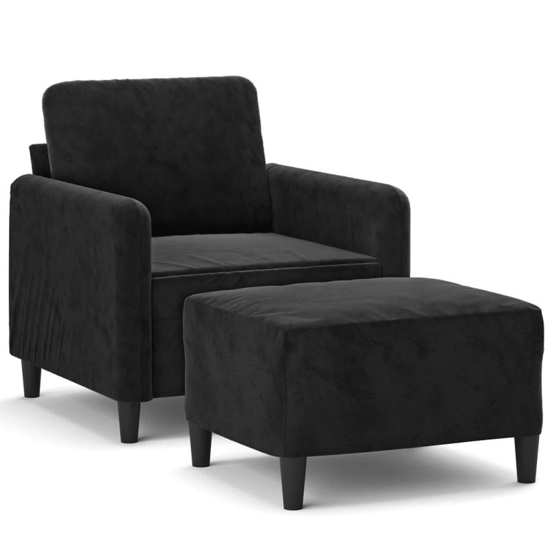 Casa si Gradina - Mobilier - Scaune si fotolii - Fotolii - Fotoliu canapea cu taburet, catifea, negru, 60 cm, model 3 - Infinity.ro