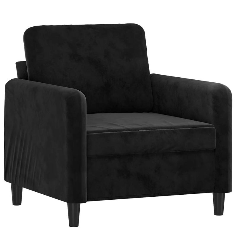 Casa si Gradina - Mobilier - Scaune si fotolii - Fotolii - Fotoliu canapea cu taburet, catifea, negru, 60 cm, model 3 - Infinity.ro