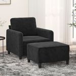 Casa si Gradina - Mobilier - Scaune si fotolii - Fotolii - Fotoliu canapea cu taburet, catifea, negru, 60 cm, model 3 - Infinity.ro