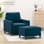 Casa si Gradina - Mobilier - Scaune si fotolii - Fotolii - Fotoliu canapea cu taburet, catifea, albastru, 60 cm, model 1 - Infinity.ro