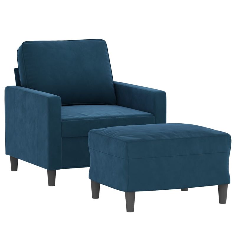 Casa si Gradina - Mobilier - Scaune si fotolii - Fotolii - Fotoliu canapea cu taburet, catifea, albastru, 60 cm, model 1 - Infinity.ro