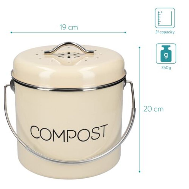 Casa si Gradina - Mobilier - Organizare si depozitare - Cosuri de gunoi - Cos de gunoi cu filtru de carbune activ, 3 litri, 19 x 20cm, 49642.1.16 - Infinity.ro