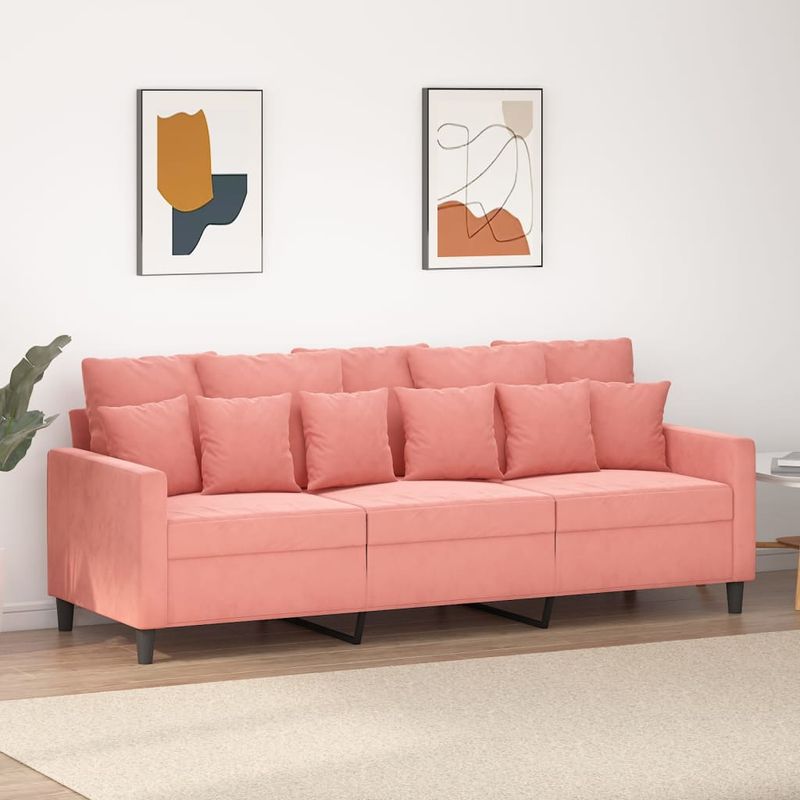 Casa si Gradina - Mobilier - Canapele si coltare - Canapele - Canapea cu 3 locuri, catifea, roz, 180 cm, model 2 - Infinity.ro