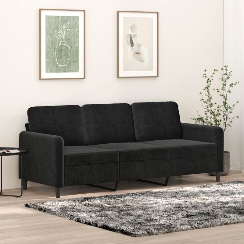 Casa si Gradina - Mobilier - Canapele si coltare - Canapele - Canapea cu 3 locuri, catifea, negru, 180 cm, model 3 - Infinity.ro