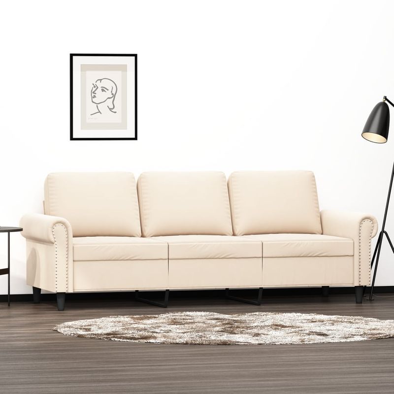 Casa si Gradina - Mobilier - Canapele si coltare - Canapele - Canapea cu 3 locuri, catifea, crem, 180 cm, model 4 - Infinity.ro