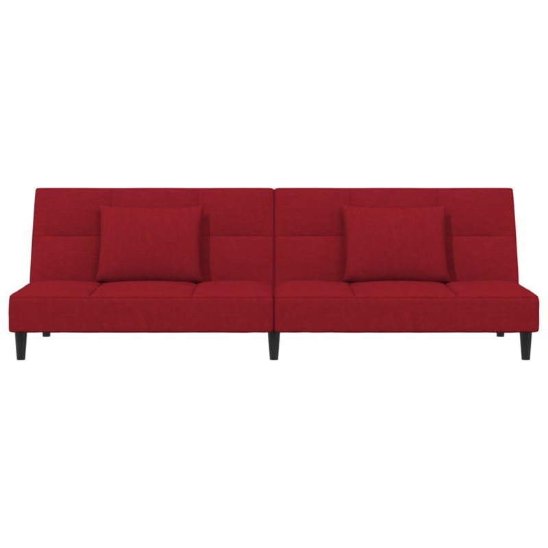 Casa si Gradina - Mobilier - Canapele si coltare - Canapele - Canapea extensibila cu 2 locuri, 2 perne, catifea, rosu vin, model 2 - Infinity.ro