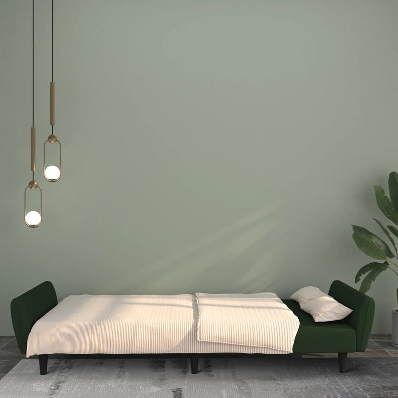 Casa si Gradina - Mobilier - Canapele si coltare - Canapele - Canapea extensibila cu 2 locuri, catifea, verde inchis, model 6 - Infinity.ro
