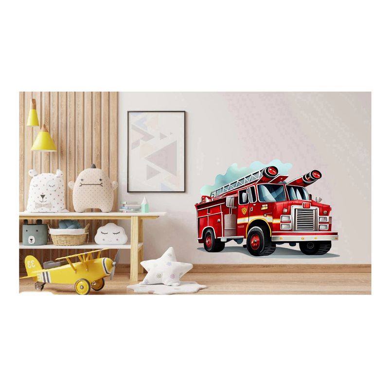 Casa si Gradina - Decoratiuni - Stickere decorative - Sticker decorativ, Masina de Pompieri, rosu, 70 cm, 1214STK-1 - Infinity.ro