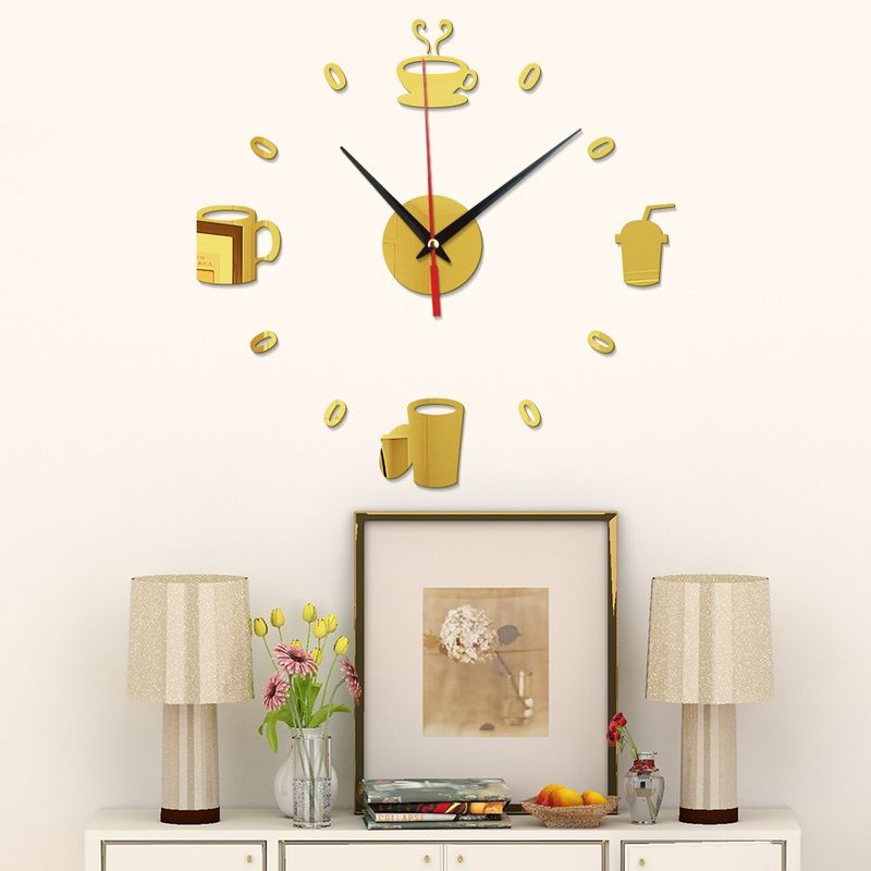 Casa si Gradina - Decoratiuni - Decoratiuni perete - Ceas decorativ de perete, Ceasca de cafea, Oglinda acrilica, 43 cm, MC-031 - Infinity.ro