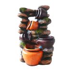 Casa si Gradina - Gradina si terasa - Decoratiuni exterior - Ornamente gradina - Fantana arteziana cu ulcioare, cu buton On/off, Bila si leduri luminoase, 33 cm, 75069L - Infinity.ro